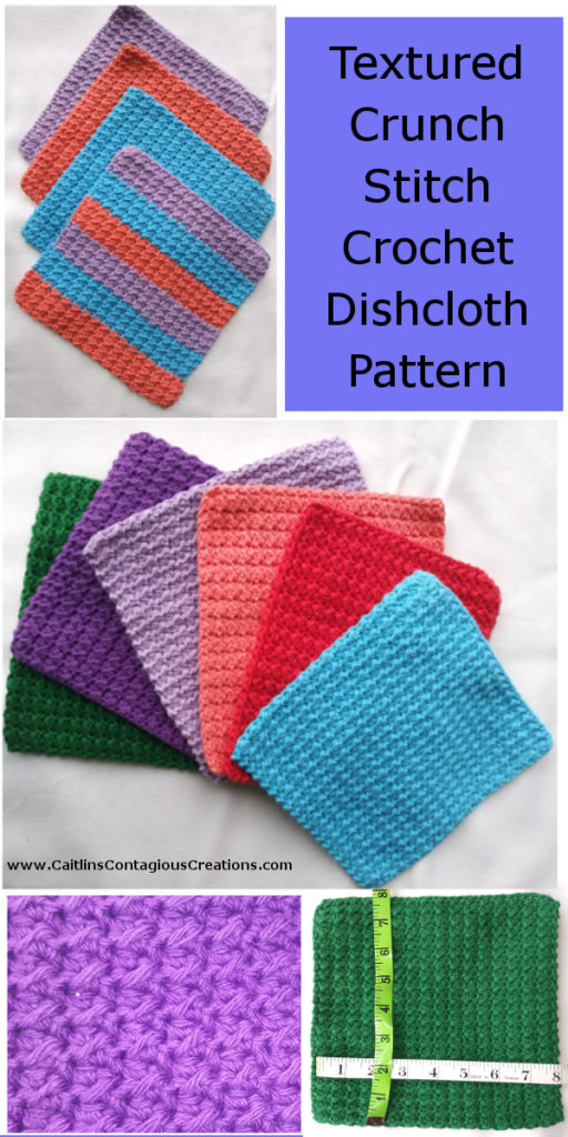 Crunch Stitch Crochet Dishcloth Pattern - Caitlin's Contagious Creations