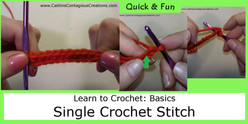 Learn to Crochet the Single Crochet Stitch, a tutorial from Caitlin's Contagious Creations. This easy and fun step by step instruction is perfect for beginners.