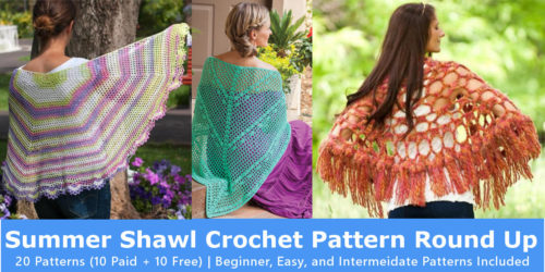 20 Summer Shawl Crochet Pattern Round Up includes paid and free patterns! Beginner, Easy, and Intermediate level patterns included from Caitlin's Contagious Creations