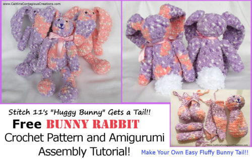 Free Huggy Bunny Crochet Pattern and Amigurumi Assembly Tutuorial with lots of pictures! This adorable snuggly rabbit is sure to be your kids next best friend! Assemble your amigurumi rabbit with the included step by step guide.
