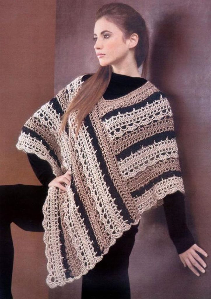 Fall Poncho Crochet Pattern Round Up from Caitlin's Contagious Creations. Striped Scallop Poncho Free Crochet Pattern