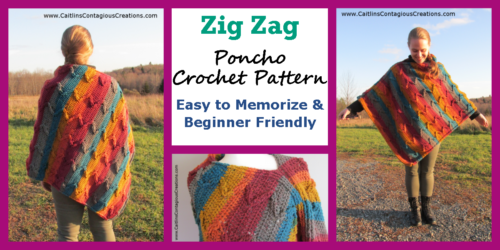 The Zig Zag Poncho Crochet Pattern is a fun and easy crochet design perfect for autumn. The thick and warm cape you can make features awesome zig zags and a built in border. Check out this free pattern here! #freecrochetpattern #ponchocrochetpattern #easycrochetpattern