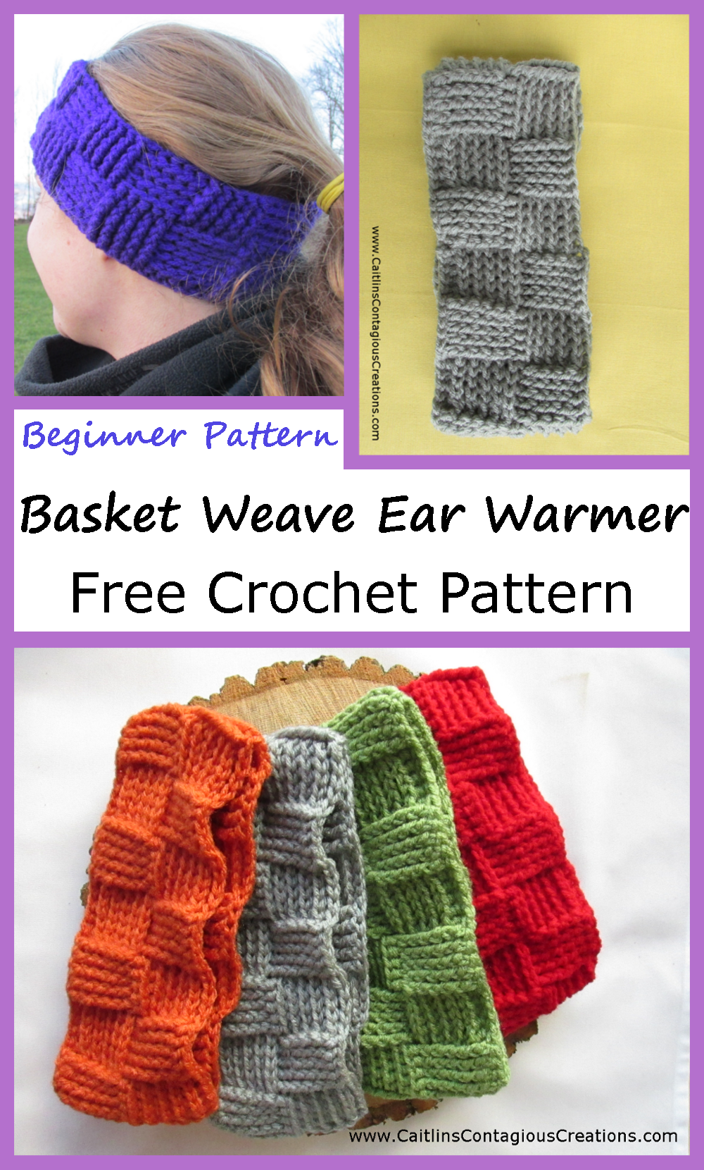 Basket Weave Ear Warmer crochet pattern is a free crochet design. A hat alternative, this pattern is perfect for outdoor winter activities. It is a fun pattern that works up quick and is easy for every skill level! Give it a try today!