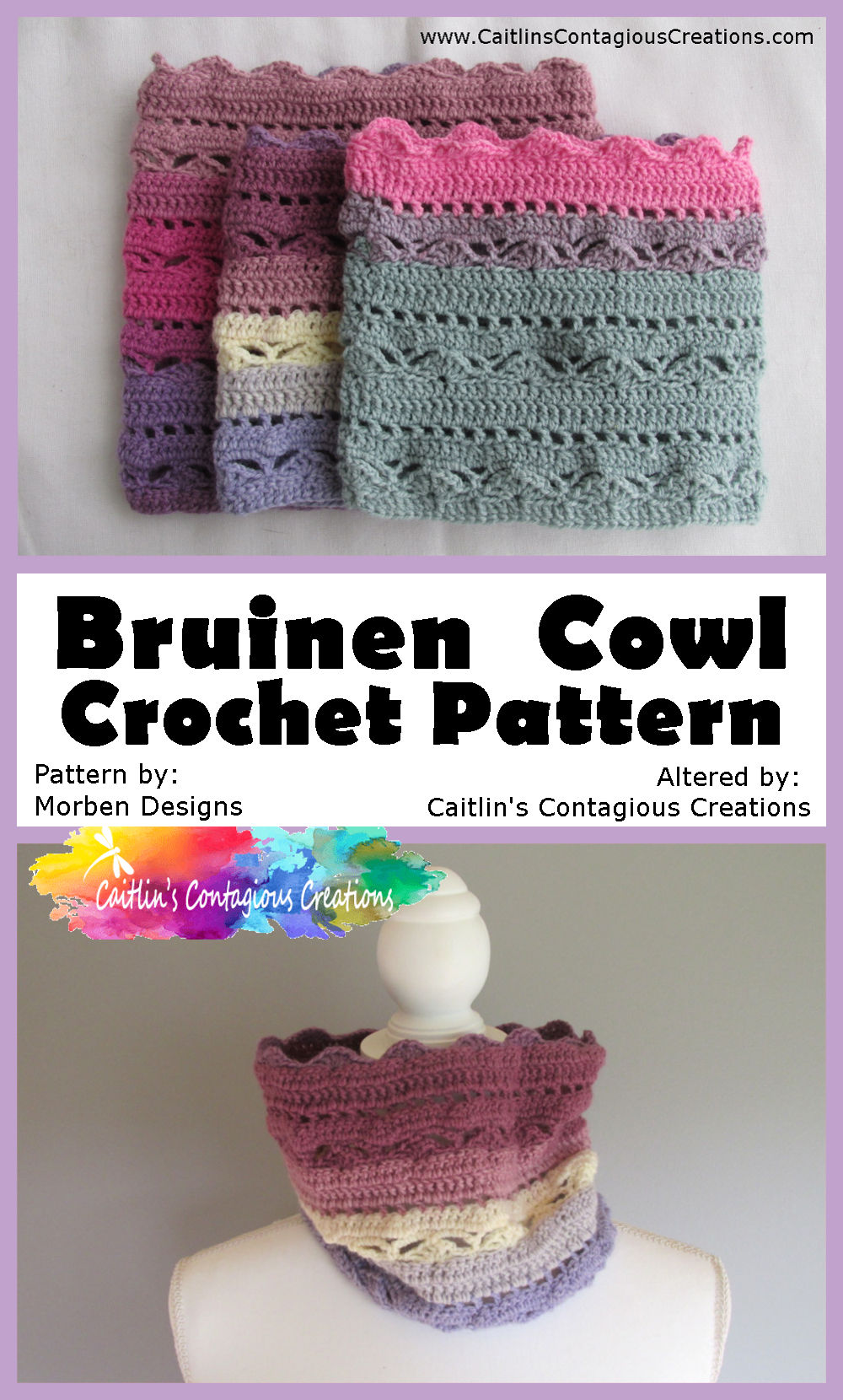 A Free photo tutorial to turn the Bruinen crochet pattern from Morben Designs into a cowl! This neckwarmer is easy and fun to make. Caitlin's Contagious Creations has provided step by step instructions to make it even easier! Get started today, just in time for Spring!