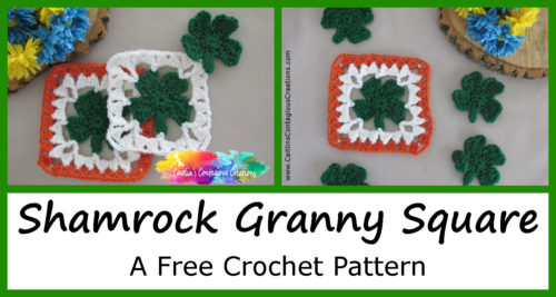 The Shamrock Granny Square Crochet Pattern from Caitlin's Contagious Creations is free and easy with tons of photos! Make an Irish Flower garland as a St Patrick's Day decoration. Or make a shawl, scarf or blanket for any time of year. This Four 4 leaf clover pattern is for beginners and beyond! Start yours today.