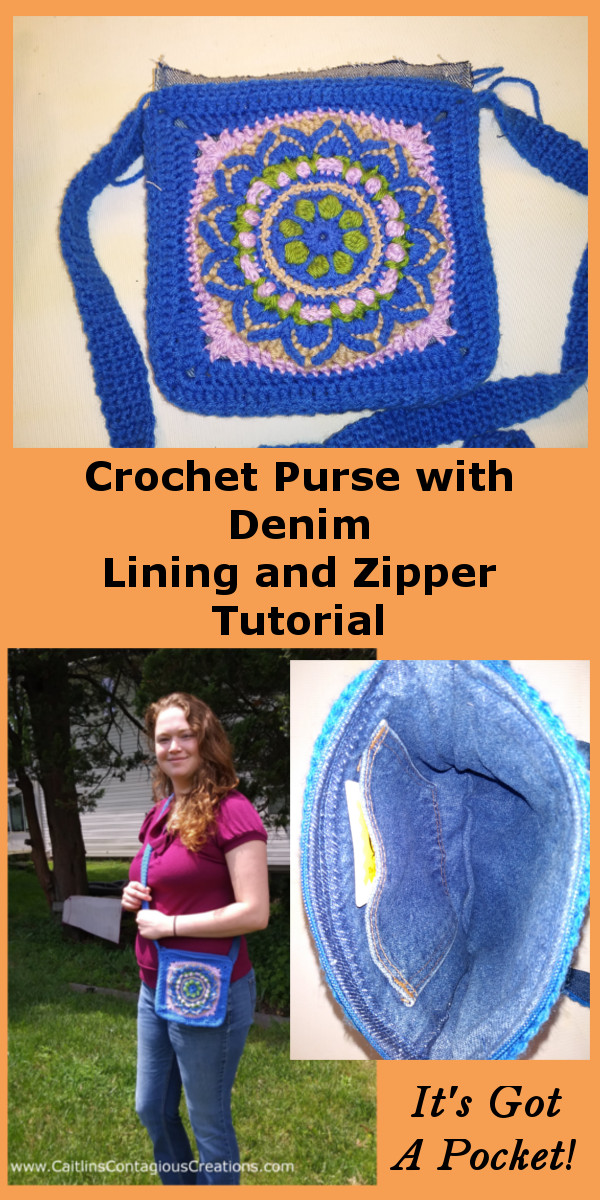 The crochet purse tutorial will teach you to make your own shoulder bag or hand bag from ANY crochet square pattern. It also gives step by step instructions with photos to add a denim lining with a pocket and a zipper! Create yours today|