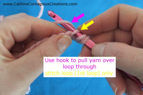 Half Double Crochet Stitch Tutorial from Caitlin's Contagious Creations. It is a beginner level, basic crochet skill needed for many crochet patterns. This photo instruction post with written directions and pictures is a simple lesson to complete the half double crochet.