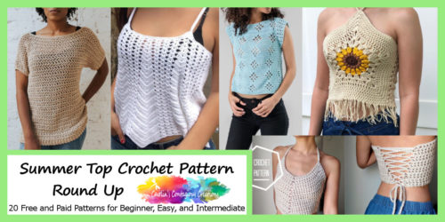 A round up of free and paid summer top crochet patterns from Caitlin's Contagious Creations. Collection includes beginner, easy, and intermediate designs for women's tee shirts, tanks, crop tops, tunics, and beach covers that are simple and elegant yet fun!