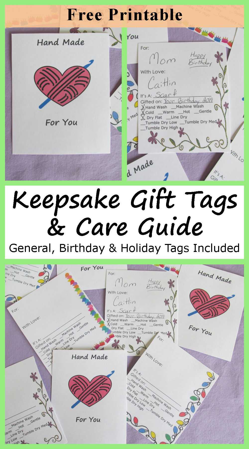 Free printable keepsake gift tag and care guide