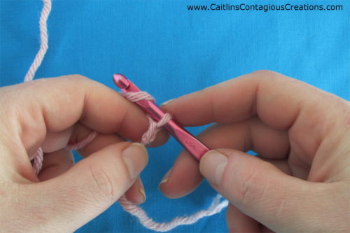 Chain stitch crochet tutorial second chain. Yarn over