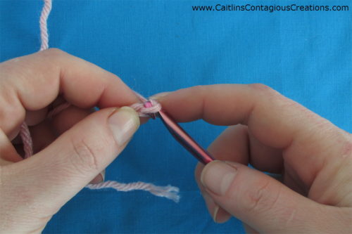 pull yarn over through loop on hook to complete a chain stitch