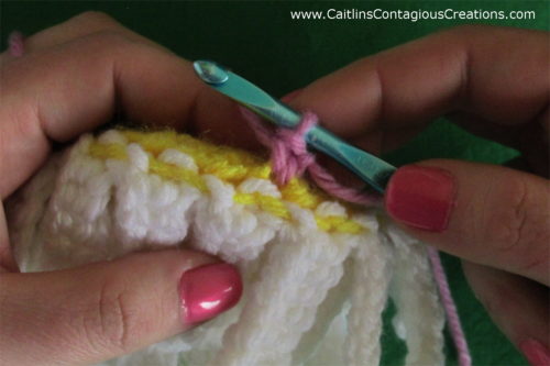 join yarn with standing single crochet to 3rd loop