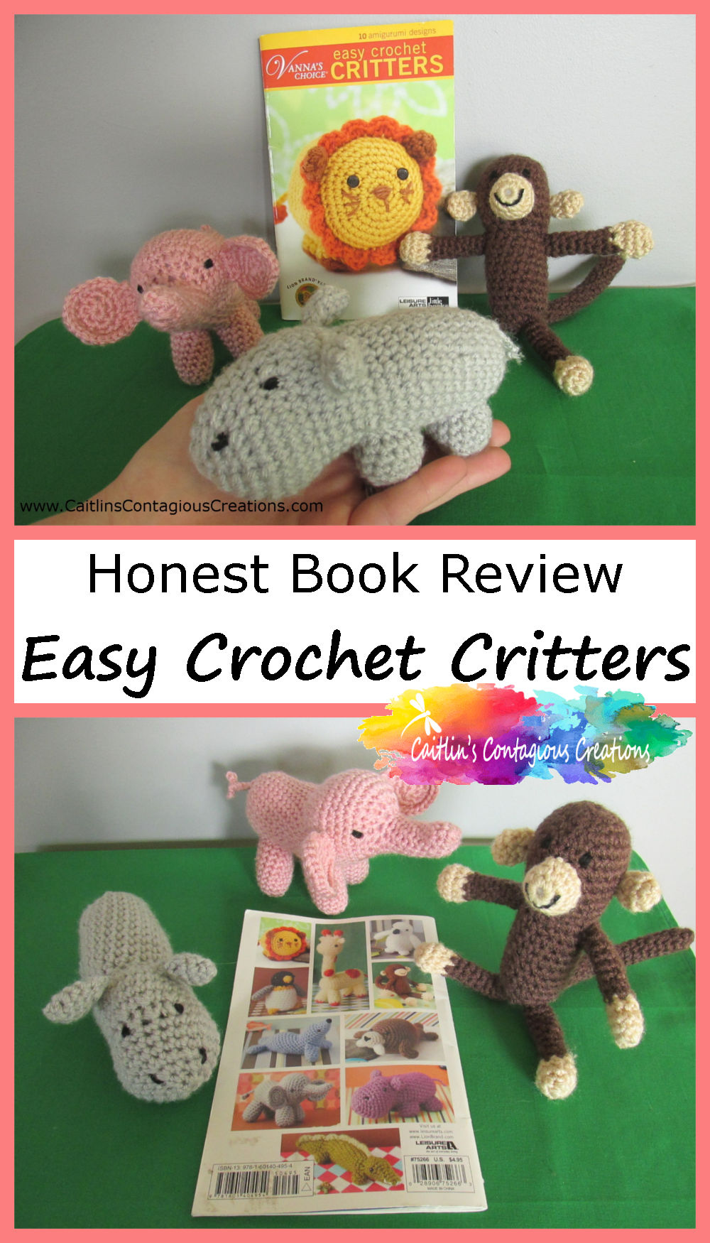 Easy Crochet Critters book and amigurumi animals with text overlay "Honest Book Review of Easy Crochet Critters"