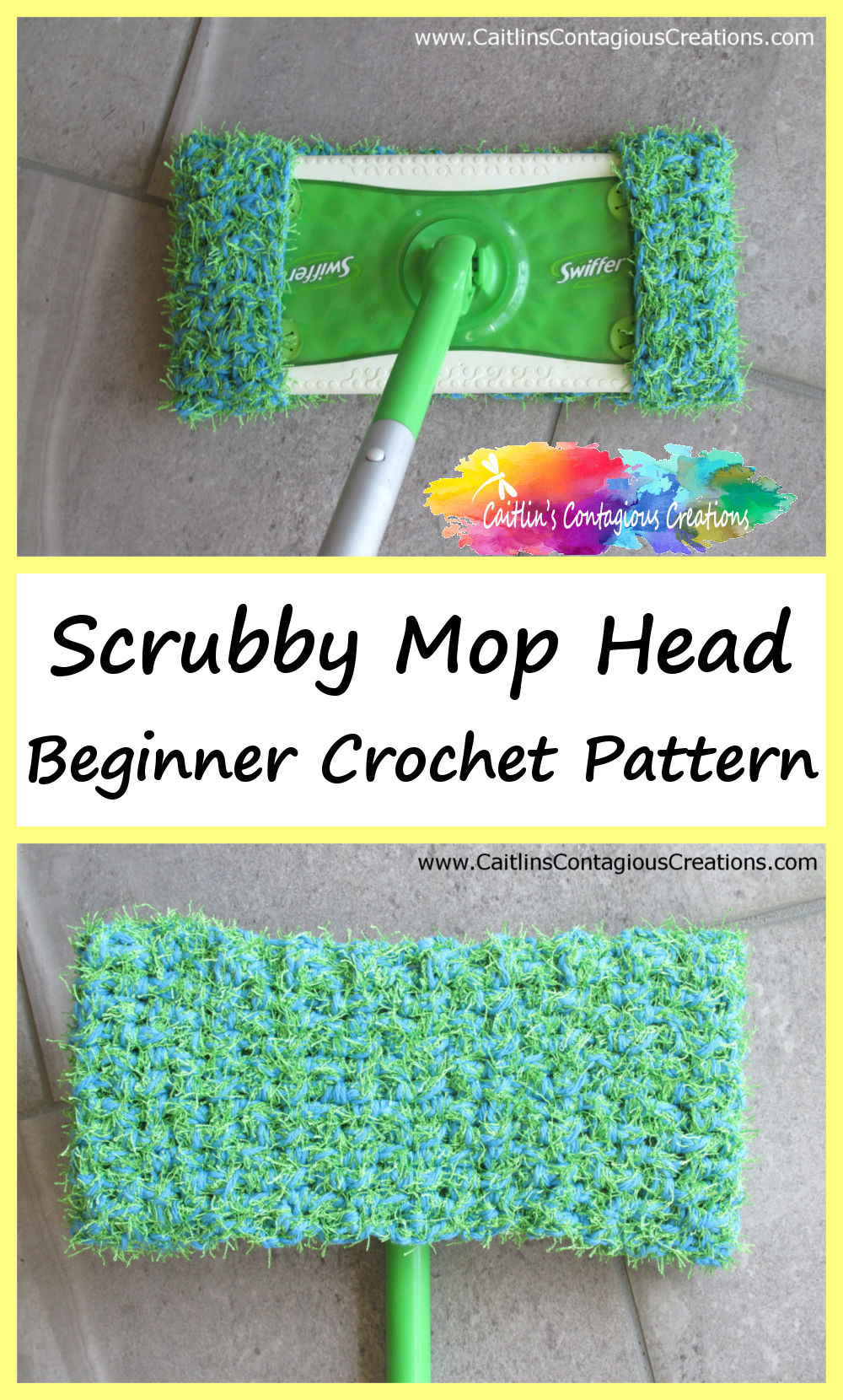 Scrubby Mop Head Crochet Pattern Free on Caitlin's Contagius Creations