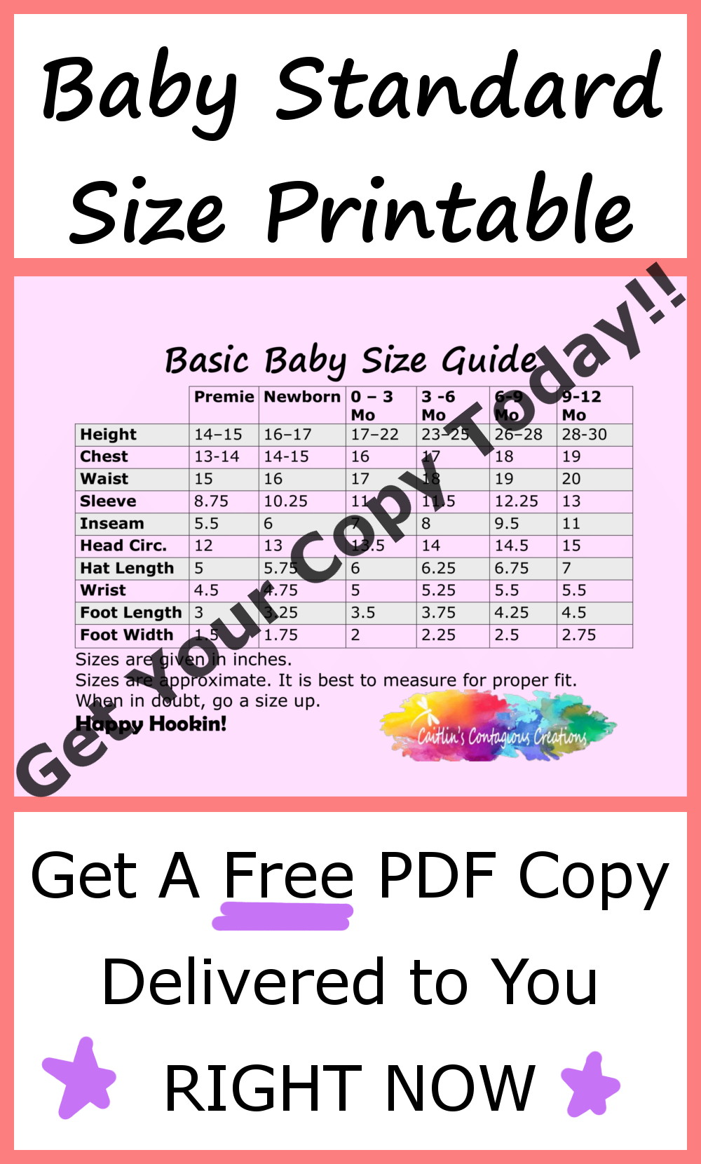 Get a free PDF copy of this baby size guide delivered to your inbox now