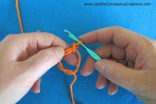 pull through the loop on the hook to finish the slip knot for the magic loop
