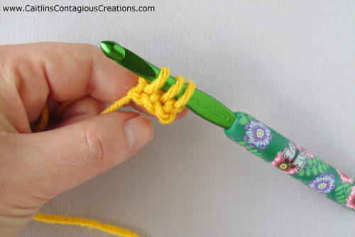 3 loops on hook to start next foundation linked double crochet