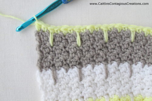 Last stitch of easy baby blanket free crochet pattern should be a double crochet stitch