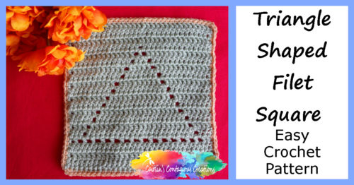 Triangle Shape Filet Square Crochet Pattern Free and Easy with written directions, photos, and stitch diagram