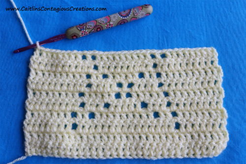 Star Shape Filet Square Free Crochet Pattern after 10 rows completed.