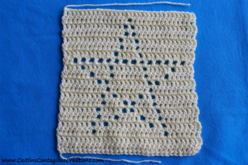 Star Shape Filet Square crochet pattern all rows completed.