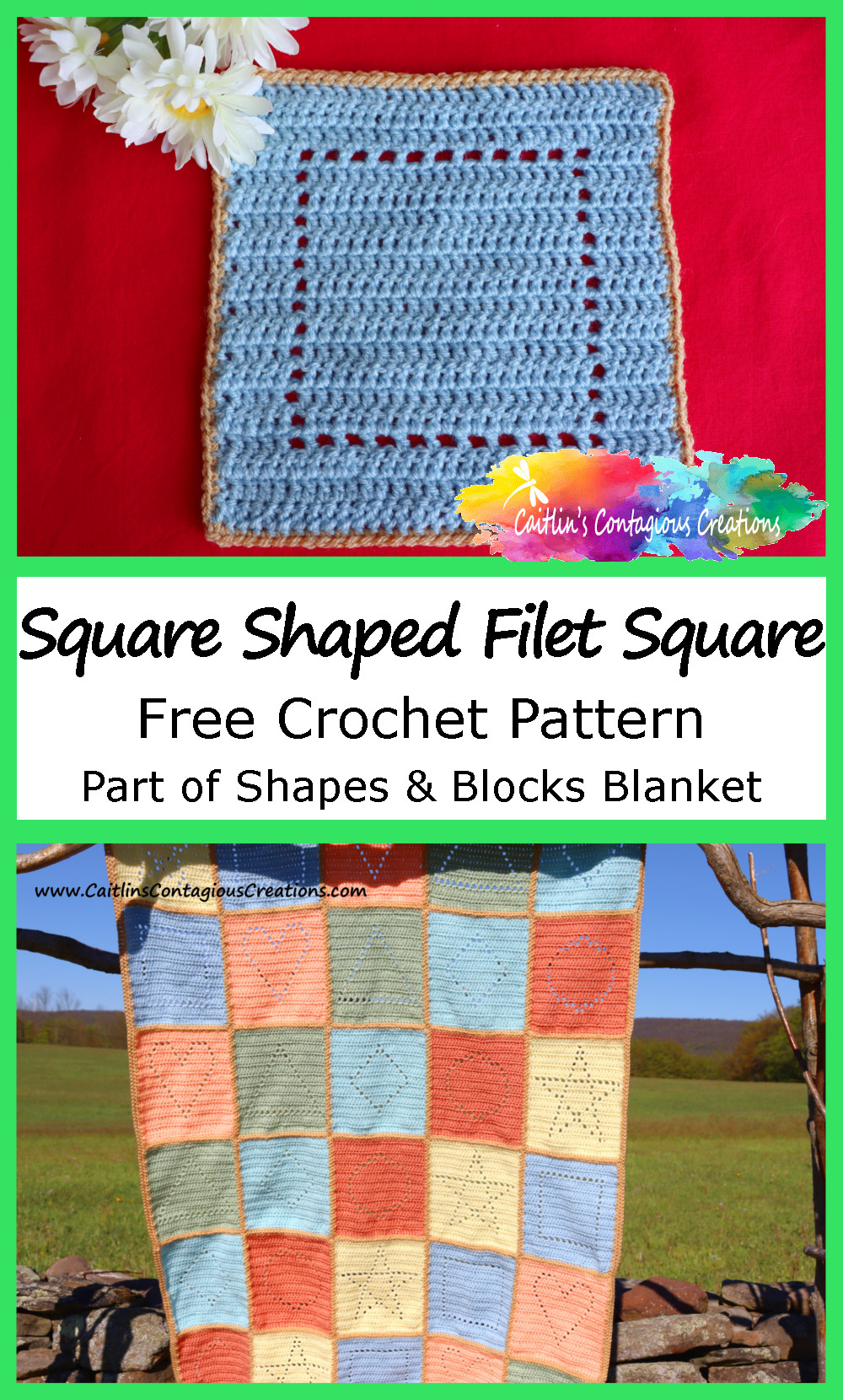 Super easy beginner filet square crochet pattern