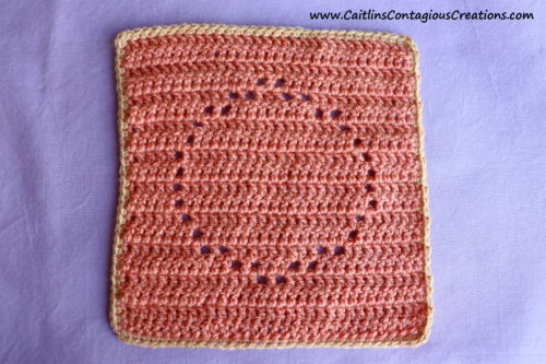 Circle shape filet square crochet pattern completed with optional border attached