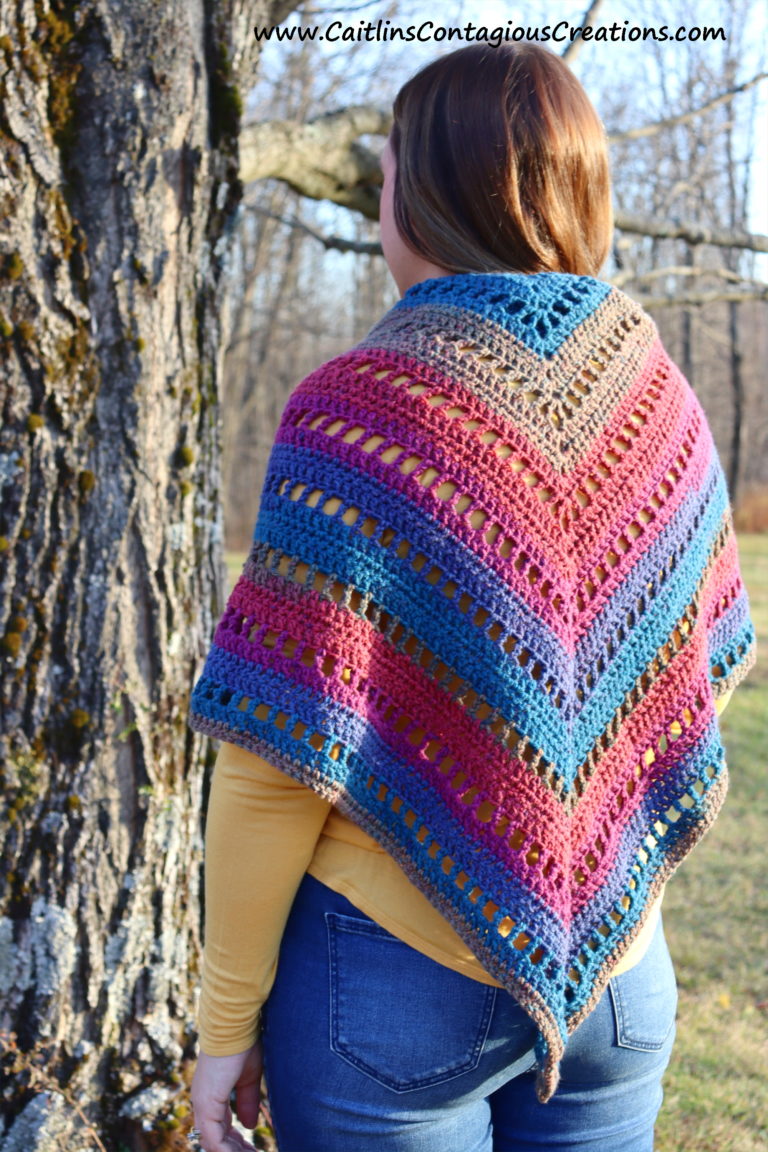 Beginner Triangle Shawl Crochet Pattern Free - Caitlin&#039;s Contagious