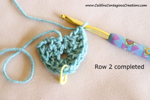 Beginner Triangle Shawl Crochet Pattern after row 2.