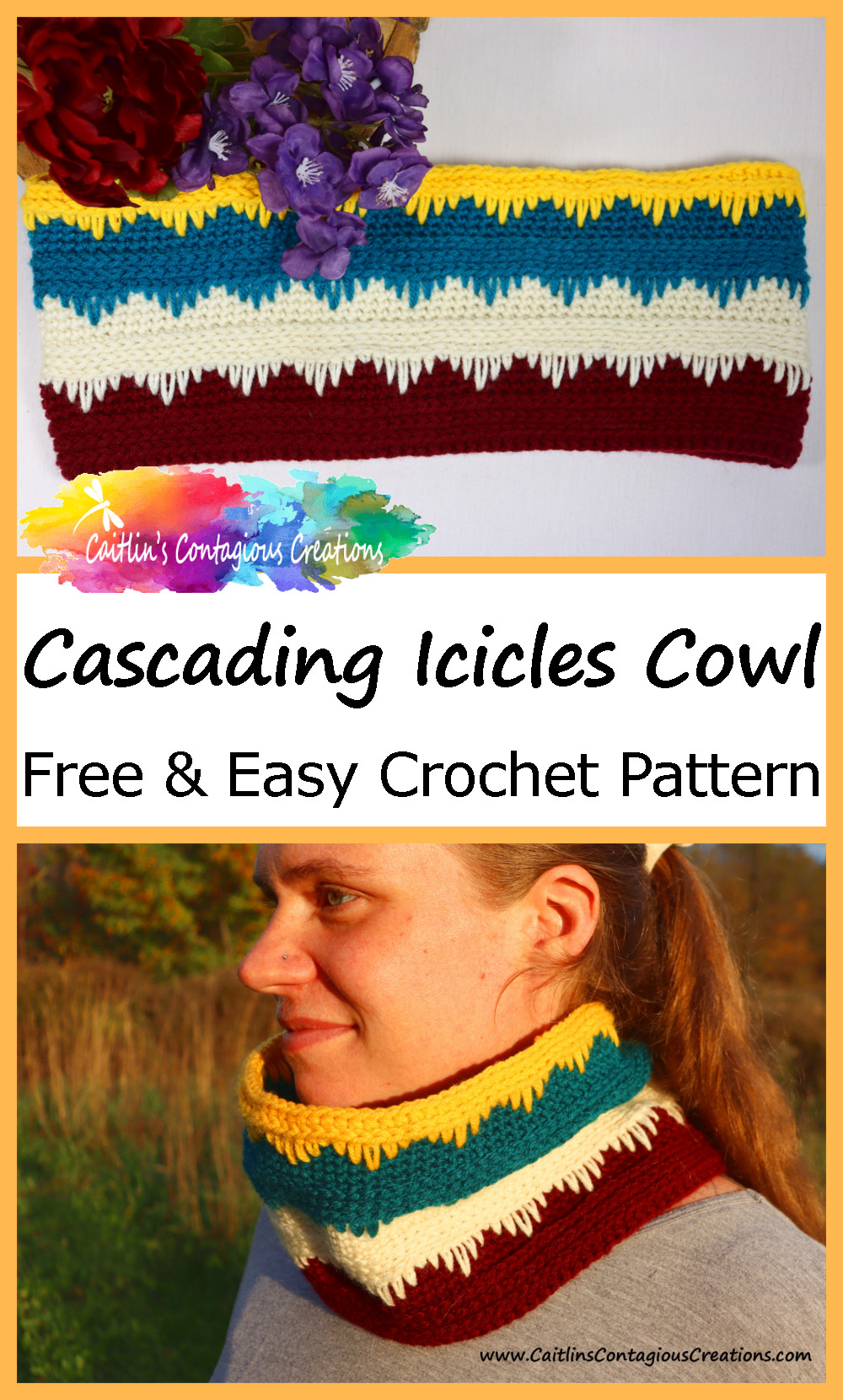 cascading icicles cowl crochet pattern pinterest image