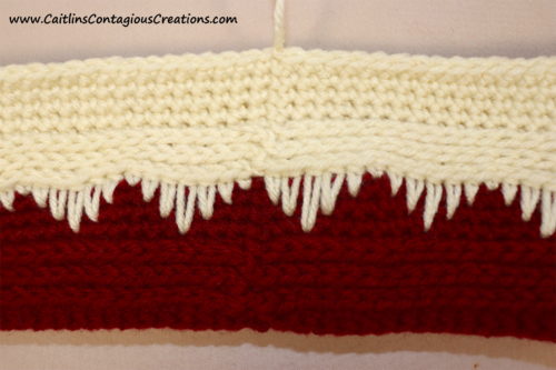 Cascading Icicles Cowl Free Crochet Pattern after second color is finished.