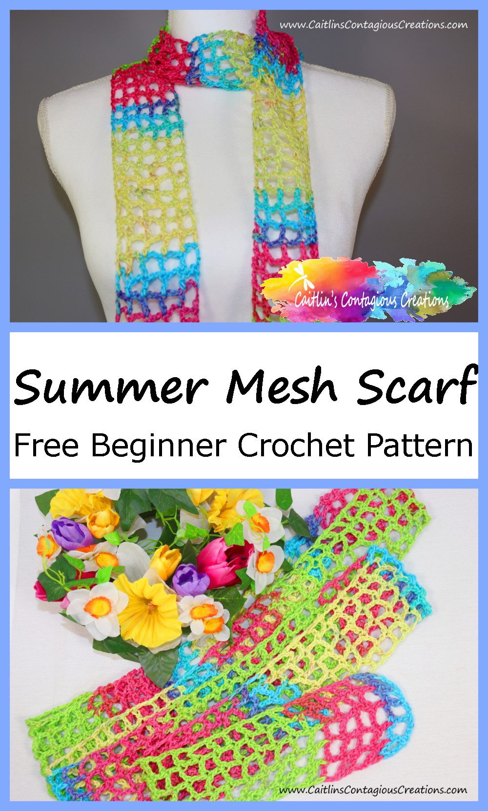 Summer Scarf Crochet Pattern pinterest image 01