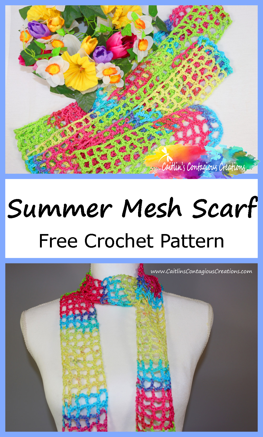 summer scarf crochet pattern stage photos for pinterest image 02
